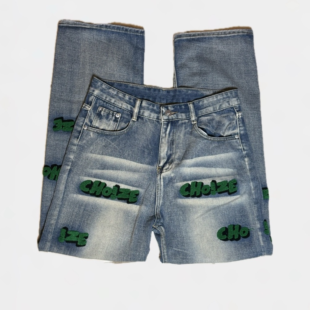 Chooze Denim Jeans with Green Accents